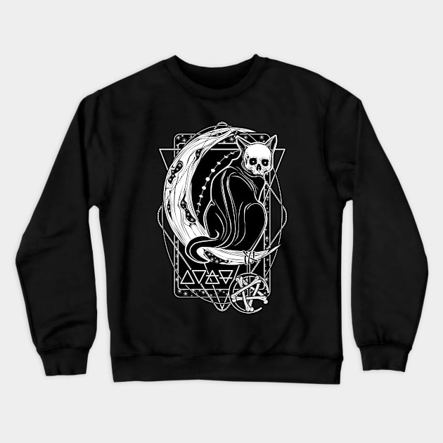 Cat Daemon sitting on the Moon Crewneck Sweatshirt by Von Kowen